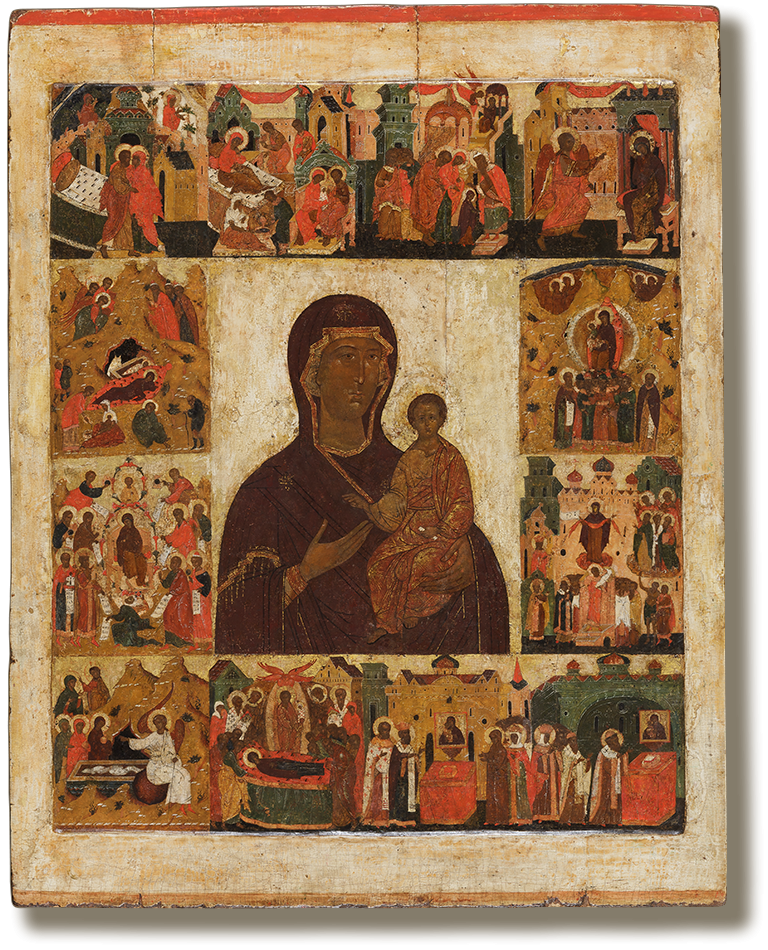 Богоматерь Одигитрия, с праздниками в двенадцати клеймах